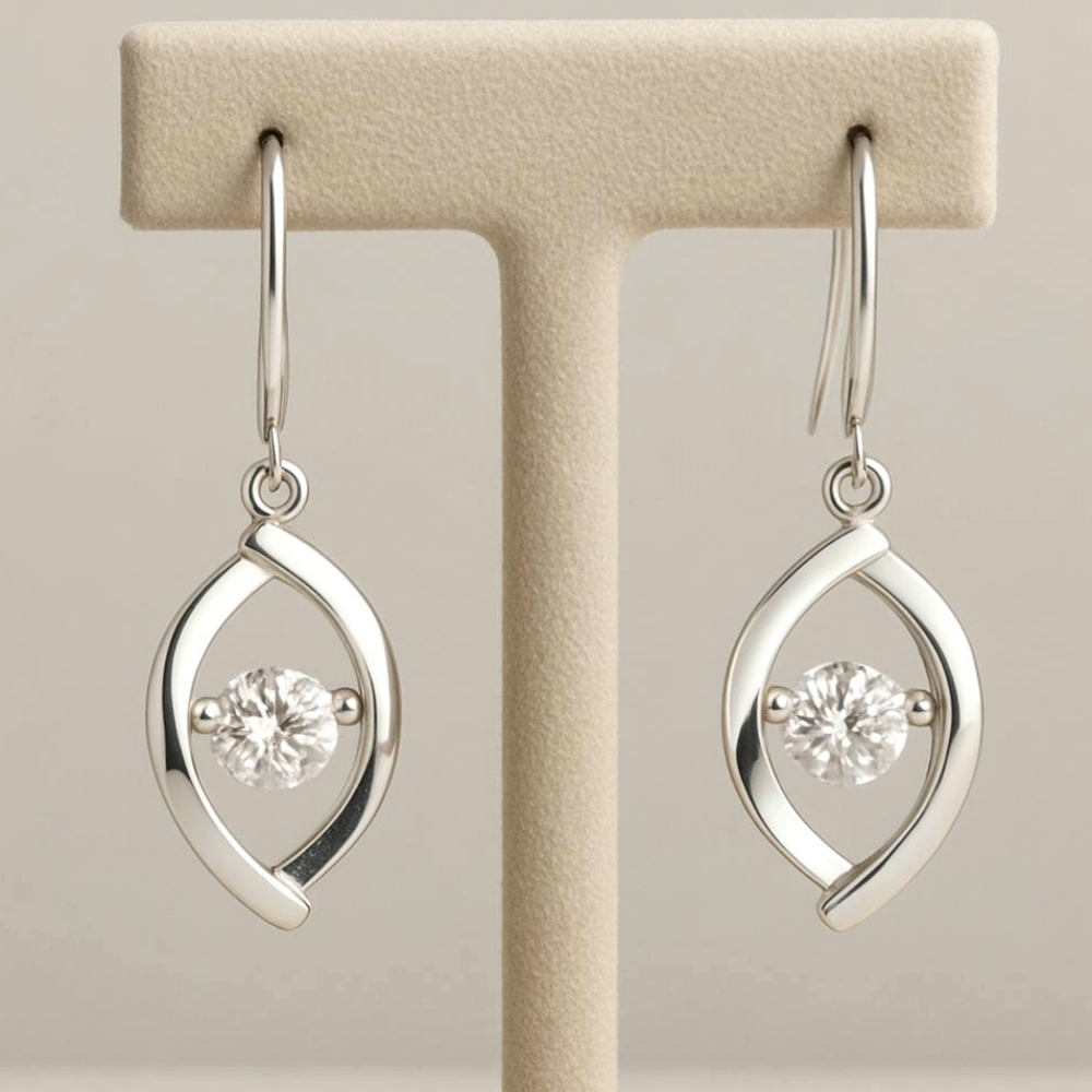 Sterling Silver CZ Heartbeat Dangle Earrings 2.00 ctw